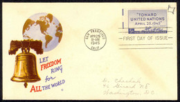 USA Sc# 928 (Jacques Minkus Cachet) FDC (a) San Francisco, CA 1945 UN Conference - 1941-1950