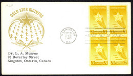 USA Sc# 969 (cachet) FDC Block/4 (d) (Washington, DC) 1948 Gold Star Mothers - 1941-1950