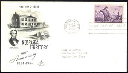 USA Sc# 1060 (ArtCraft) FDC (a) Nebraska City, NE 1954 Nebraska Territory 100th - 1951-1960