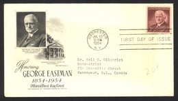 USA Sc# 1062 FDC (a) (Rochester, NY) 1954 7.12 George Eastman - 1951-1960