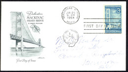 USA Sc# 1109 Artmaster FDC (c) Mackinac Bridge, MI 1958 Mackinac Straits Bridge - 1951-1960