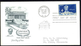 USA Sc# 1116 (Artmaster) FDC (a) (Washington, DC) 1959 Lincoln Sesquicentennial - 1951-1960