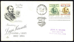 USA Sc# 1117-1118 (ArtCraft) FDC (a) (Washington, DC) 1958 9.19 Lajos Kossuth - 1951-1960