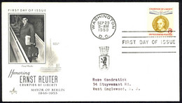 USA Sc# 1137 (ArtCraft) FDC (b) (Washington, DC) 1959 9.29 Ernst Reuter - 1951-1960
