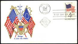 USA Sc# 1153 (Boerger ABC Cachet) FDC (b) (Honolulu, HI) 1960 7.4 50 Star Flag - 1951-1960