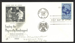 USA Sc# 1155 (ArtCraft) FDC (a) New York, NY 1960 Employ Physically Handicapped - 1951-1960