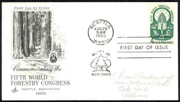 USA Sc# 1156 (ArtCraft) FDC (a) (Seattle, WA) 1960 5th World Forestry Congress - 1951-1960