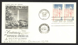 USA Sc# 1158 (ArtCraft) FDC Pair (a) (Washington, DC) 1960 9.28 Japan Treaty - 1951-1960