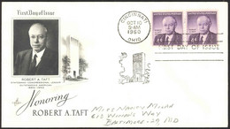 USA Sc# 1161 Pair (ArtCraft) FDC (a) (Cincinnati, OH) 1960 10.10 Robert A. Taft - 1951-1960