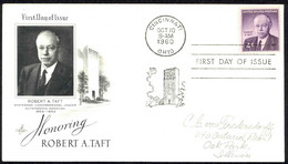 USA Sc# 1161 (ArtCraft) FDC (b) (Cincinnati, OH) 1960 10.10 Robert A. Taft - 1951-1960