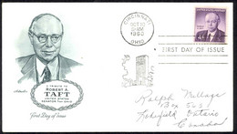 USA Sc# 1161 (Artmaster) FDC (c) (Cincinnati, OH) 1960 10.10 Robert A. Taft - 1951-1960