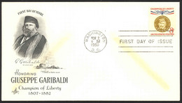 USA Sc# 1169 Single (ArtCraft) FDC (a) (Washington, DC) 1960 Giuseppe Garibaldi - 1951-1960