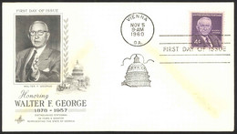 USA Sc# 1170 Single (ArtCraft) FDC (a) (Vienna, GA) 1960 11.5 Walter F. George - 1951-1960