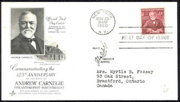 USA Sc# 1171 (ArtCraft) FDC (d) (New York, NY) 1960 11.25 Andrew Carnegie - 1951-1960