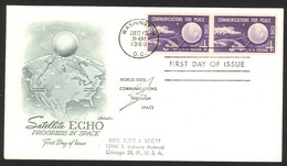 USA Sc# 1173 (Artmaster) FDC Pair (c) (Washington, DC) 1960 Echo 1 Satellite - 1951-1960