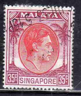 SINGAPORE MALAYA MALAISIE MALESIA 1948 1952 KING GEORGE VI 35c USATO USED OBLITERE' - Singapur (...-1959)