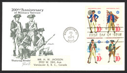 USA Sc# 1568a (Artmaster) FDC Block/4 (a) (Washington, DC) 1975 Military 100th - 1971-1980