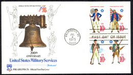 USA Sc# 1568a (Fleetwood) FDC Block/4 (b) (Washington, DC) 1975 Military 100th - 1971-1980