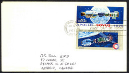 USA Sc# 1570a (no Cachet) FDC Block/4 (d) Kennedy Space Center 1975 Apollo Soyuz - 1971-1980