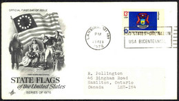 USA Sc# 1658 (ArtCraft) FDC (b) (Lansing, MI) 1976 2.23 Michigan Flag - 1971-1980