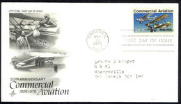 USA Sc# 1684 (ArtCraft) FDC (a) (Chicago, IL) 1976 3.19 Commercial Aviation 50th - 1971-1980