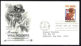 USA Sc# 1801 (ArtCraft) FDC (a) (Claremore, OK) 1979 11.4 Will Rogers - 1971-1980