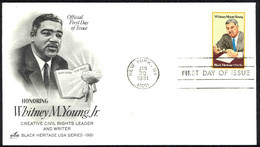 USA Sc# 1875 (ArtCraft) FDC (New York, NY) 1981 1.30 Whitney Moore Young - 1981-1990