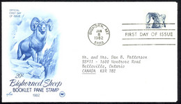 USA Sc# 1949 (ArtCraft) FDC (a) (Bighorn, MT) 1982 1.8 Bighorned Sheep - 1981-1990