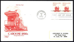 USA Sc# 1905 (Artmaster) FDC Pair (a) (Rosemont, IL) 1984 2.3 Caboose 1890s - 1981-1990