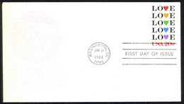 USA Sc# 2072 (Artmaster) FDC (a) (Washington, DC) 1984 1.31 LOVE - 1981-1990