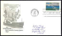 USA Sc# 2091 (Artmaster) FDC (a) (Massena, NY) 1984 Saint Lawrence Seaway 25th - 1981-1990
