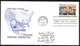 USA Sc# 2103 (Artmaster) FDC (a) (Washington, DC) 1984 10.31 Hispanic Americans - 1981-1990