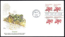 USA Sc# 2127 (Fleetwood) FDC Pair (a) (Sarasota, FL) 1987 2.6 Tractor - 1981-1990