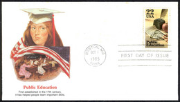 USA Sc# 2159 (Fleetwood) FDC (a) (Boston, MA) 1985 10.1 Public Education - 1981-1990