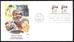 USA Sc# 2182 (Fleetwood) FDC Pair (a) (Philadelphia, PA) 1988 11.4 Mary Cassatt - 1981-1990