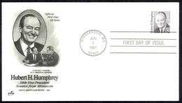 USA Sc# 2189 (ArtCraft) FDC (Minneapolis, MN) 1991 6.3 Hubert H. Humphrey - 1981-1990