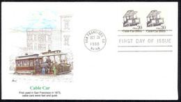 USA Sc# 2263 (Fleetwood) FDC Pair (a) (San Francisco, CA) 1988 10.28 Cable Car - 1981-1990