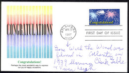 USA Sc# 2267 (Fleetwood) FDC (a) (Atlanta, GA) 1987 4.20 Congratulations - 1981-1990