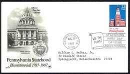 USA Sc# 2337 (ArtCraft) FDC (b) (Harrisburg, PA) 1987 Pennsylvania 200th - 1981-1990