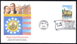 USA Sc# 2348 (Fleetwood) FDC (a) (Pawtucket, RI) 1990 5.29 Rhode Island 200th - 1981-1990