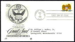 USA Sc# 2431 (ArtCraft) FDC (a) (Virginia Beach, VA) 1989 11.10 Great Seal - 1981-1990