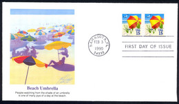 USA Sc# 2443 (Fleetwood) FDC Pair (Sarasota, FL) 1990 2.3 Beach Umbrella - 1981-1990