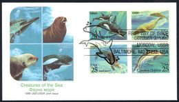 USA Sc# 2511a (Fleetwood) FDC (Baltimore, MD) 1990 10.3 Marine Mammals - 1981-1990