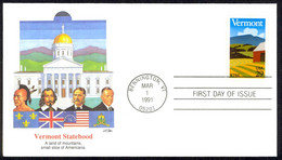 USA Sc# 2533 (Fleetwood) FDC (a) (Bennington, VT) 1991 3.1 Vermont Statehood - 1991-2000