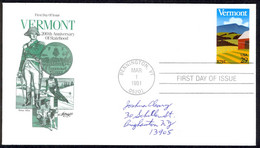 USA Sc# 2533 (Artmaster) FDC (b) (Bennington, VT) 1991 3.1 Vermont Statehood - 1991-2000