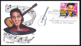 USA Sc# 2721 (Ed Ken Cachet) FDC (a) (Tupelo, MS) 1993 1.8 Elvis Presley - 1991-2000