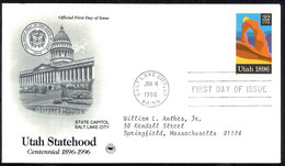 USA Sc# 3024 (Postal Commerative Society) FDC (Salt Lake City) 1996 Utah 100th - 1991-2000