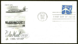 USA Sc# C52 (ArtCraft) FDC (a) (Miami, FL) 1958 7.31 7c Blue Jet Coil - 1951-1960