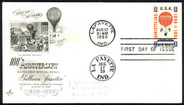 USA Sc# C54 (ArtCraft) FDC (a) (Lafayette, IN) 1959 8.17 7c Balloon - 1951-1960