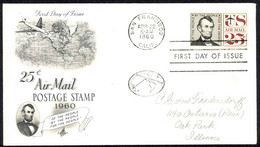 USA Sc# C59 (ArtCraft) FDC (b) (San Francisco, CA) 1960 4.22 25c Lincoln - 1951-1960